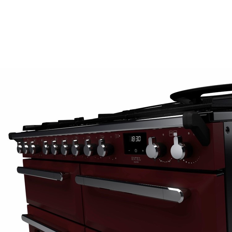 Rangemaster Estel Deluxe 110cm Dual Fuel Range Cooker - Bordeaux + Chrome
