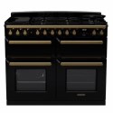 ESDLB110DFPGBL/AB1 Rangemaster Estel Deluxe 110cm Dual Fuel Range Cooker - Gloss Gloss Black + Brass
