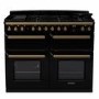 Rangemaster Estel Deluxe 110cm Dual Fuel Range Cooker - Gloss Gloss Black + Brass