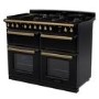 Rangemaster Estel Deluxe 110cm Dual Fuel Range Cooker - Gloss Gloss Black + Brass