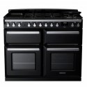 ESDLB110DFPGBL/CM1 Rangemaster Estel Deluxe 110cm Dual Fuel Range Cooker - Gloss Black + Chrome