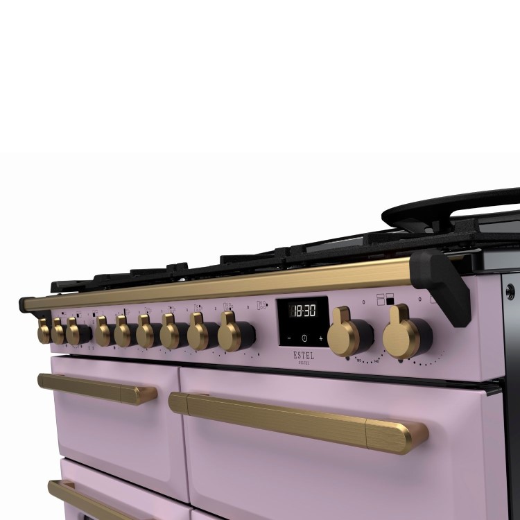 Rangemaster Estel Deluxe 110cm Dual Fuel Range Cooker - Heather + Brass