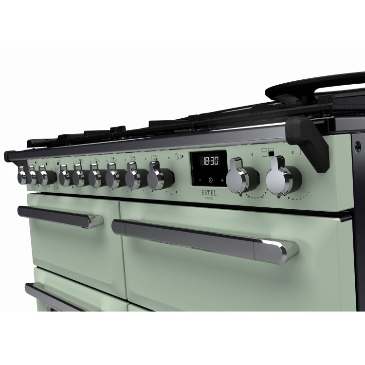 Rangemaster Estel Deluxe 110cm Dual Fuel Range Cooker - Mint + Chrome