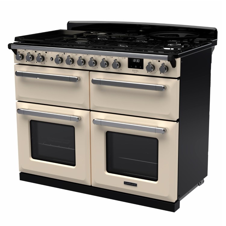 Rangemaster Estel Deluxe 110cm Dual Fuel Range Cooker - Pale Cream + Chrome