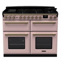Rangemaster Estel Deluxe 110cm Dual Fuel Range Cooker - Pale Pink + Brass