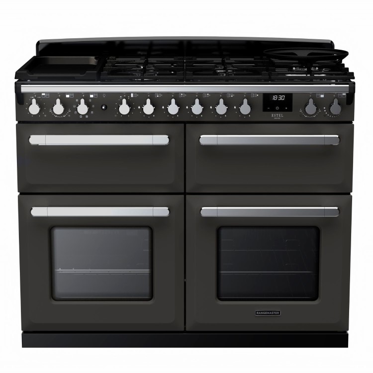 Rangemaster Estel Deluxe 110cm Dual Fuel Range Cooker - Slate + Chrome