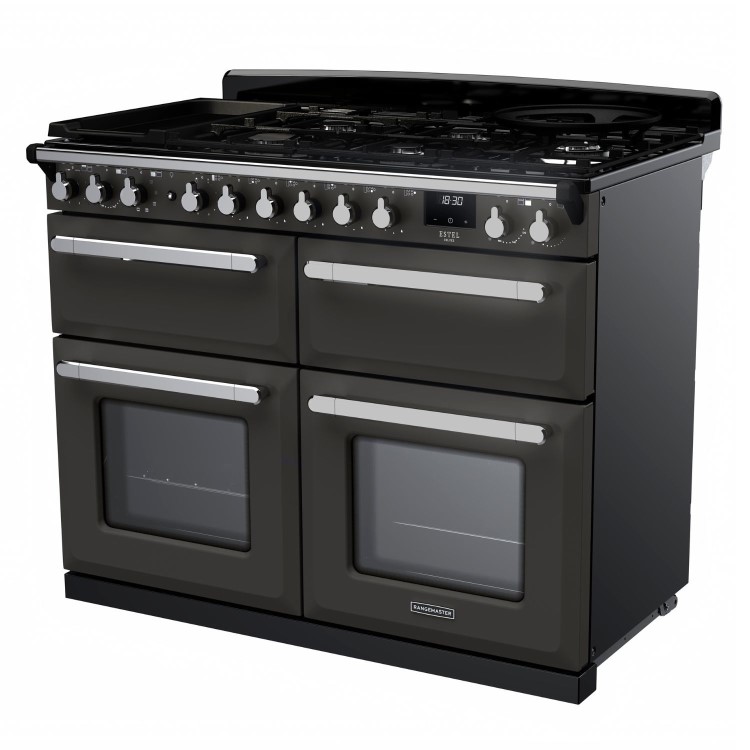 Rangemaster Estel Deluxe 110cm Dual Fuel Range Cooker - Slate + Chrome