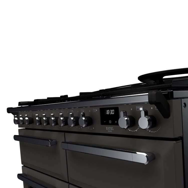 Rangemaster Estel Deluxe 110cm Dual Fuel Range Cooker - Slate + Chrome
