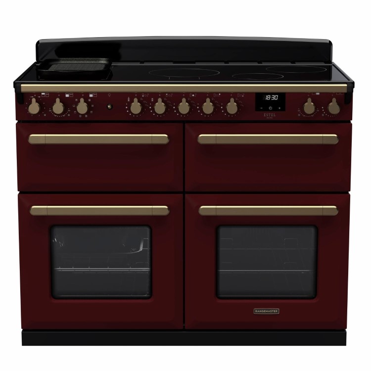 Rangemaster Estel Deluxe 110cm Induction Range Cooker - Bordeaux + Brass