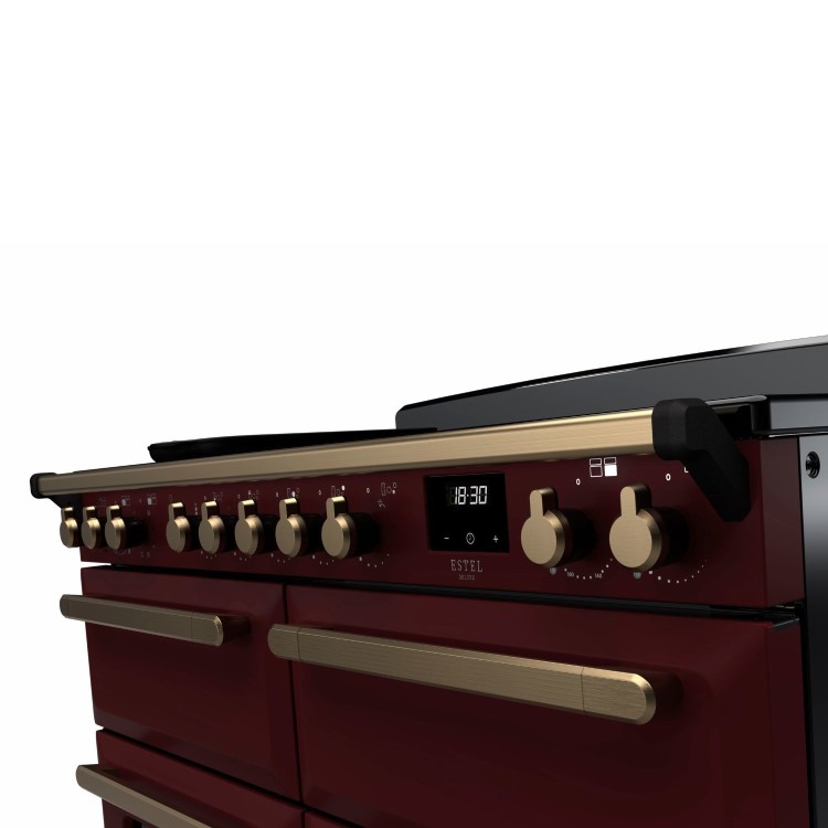 Rangemaster Estel Deluxe 110cm Induction Range Cooker - Bordeaux + Brass