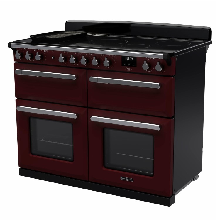 Rangemaster Estel Deluxe 110cm Induction Range Cooker - Bordeaux + Chrome