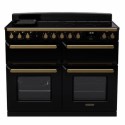 ESDLB110EIPGBL/AB1 Rangemaster Estel Deluxe 110cm Induction Range Cooker - Gloss Black + Brass
