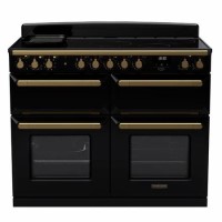 Rangemaster Estel Deluxe 110cm Induction Range Cooker - Gloss Black + Brass