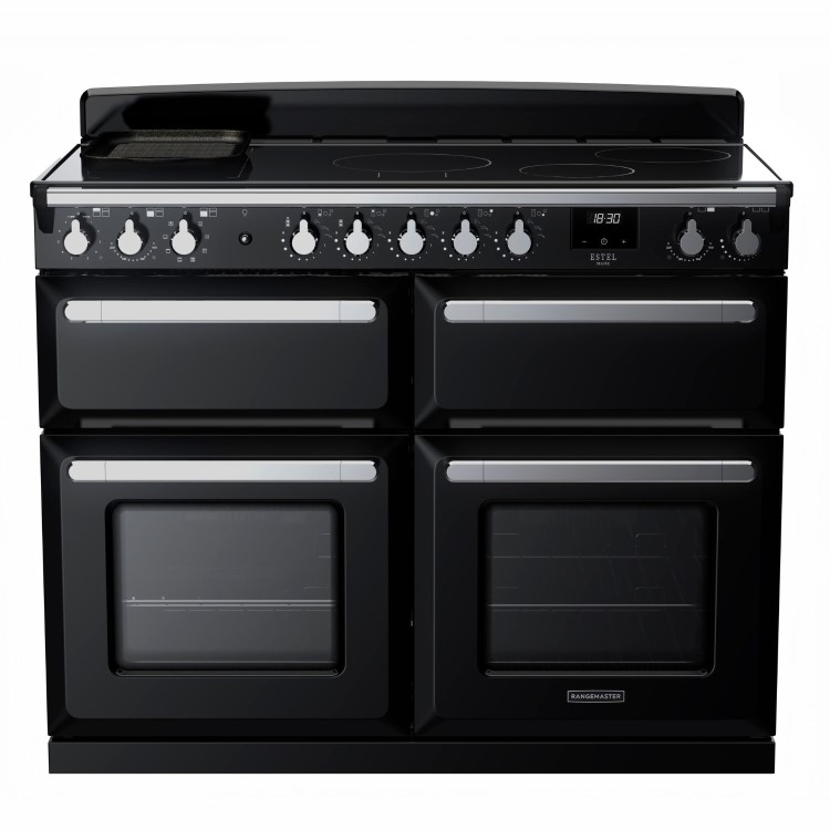 Rangemaster Estel Deluxe 110cm Induction Range Cooker - Gloss Black + Chrome