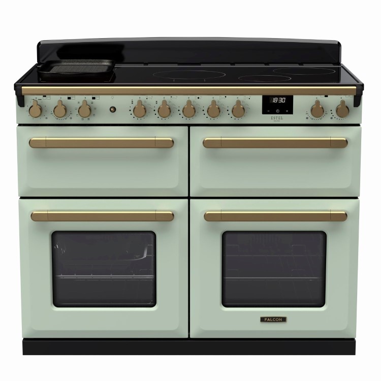 Rangemaster Estel Deluxe 110cm Induction Range Cooker - Mint + Brass