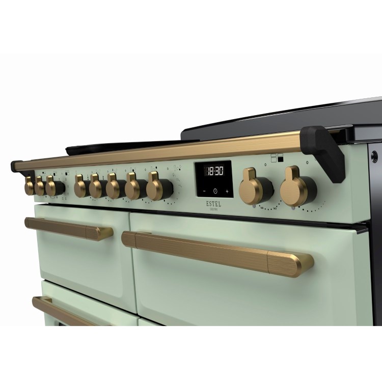 Rangemaster Estel Deluxe 110cm Induction Range Cooker - Mint + Brass