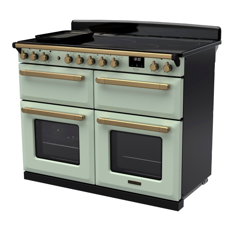 Rangemaster Estel Deluxe 110cm Induction Range Cooker - Mint + Brass