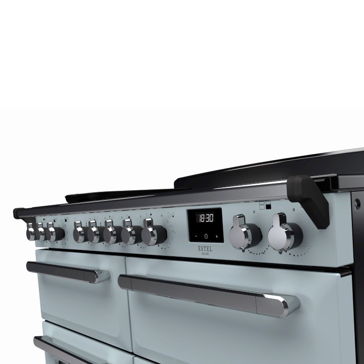 Rangemaster Estel Deluxe 110cm Induction Range Cooker - Misty Blue + Chrome