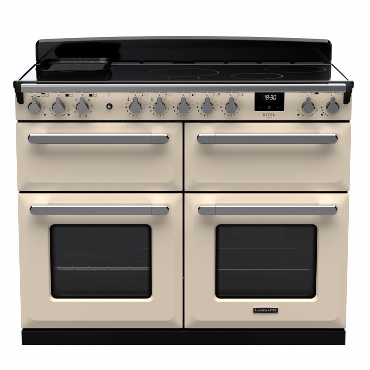 Rangemaster Estel Deluxe 110cm Induction Range Cooker - Pale Cream + Chrome