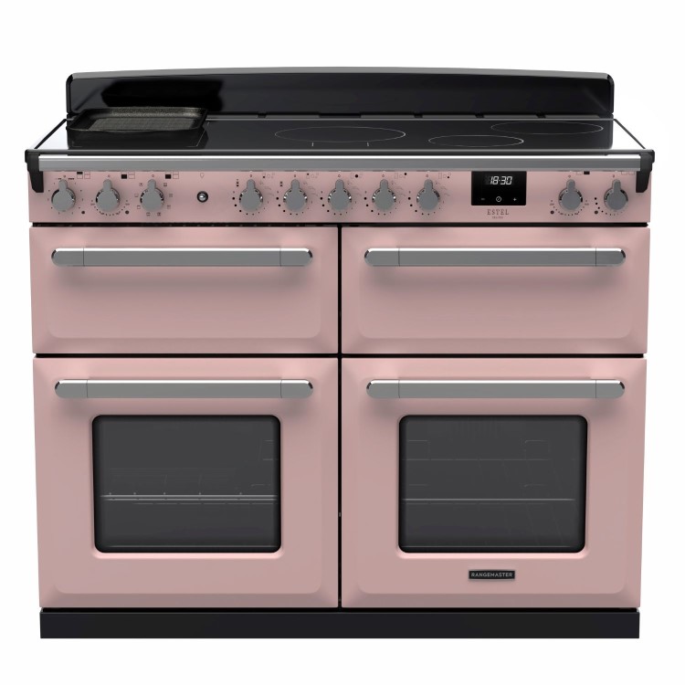 Rangemaster Estel Deluxe 110cm Induction Range Cooker - Pale Pink + Chrome