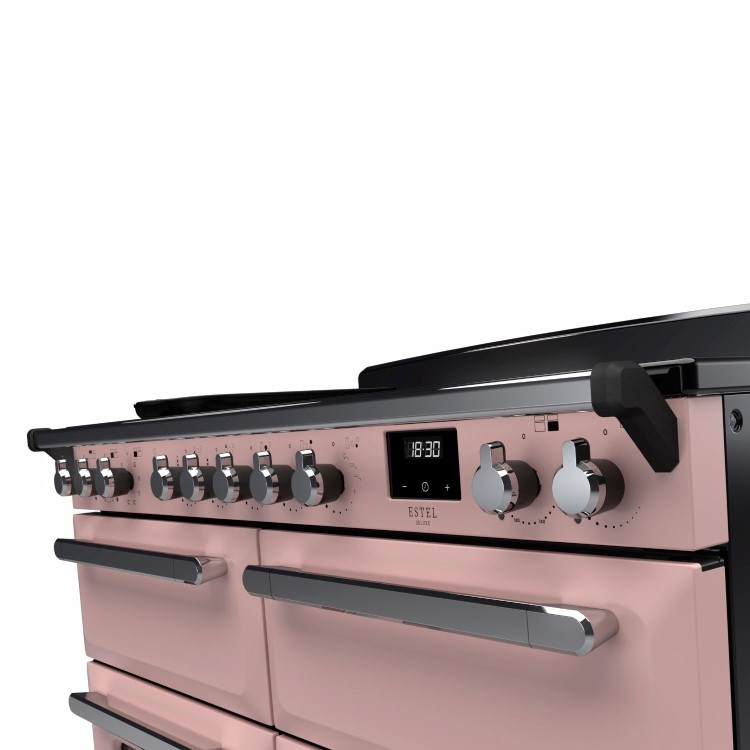 Rangemaster Estel Deluxe 110cm Induction Range Cooker - Pale Pink + Chrome