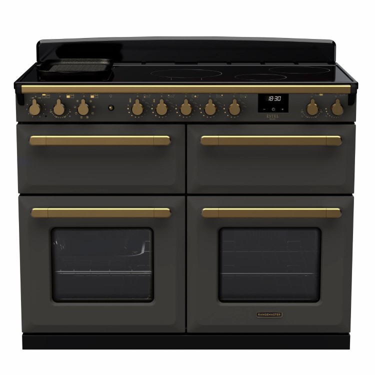 Rangemaster Estel Deluxe 110cm Induction Range Cooker - Slate + Brass