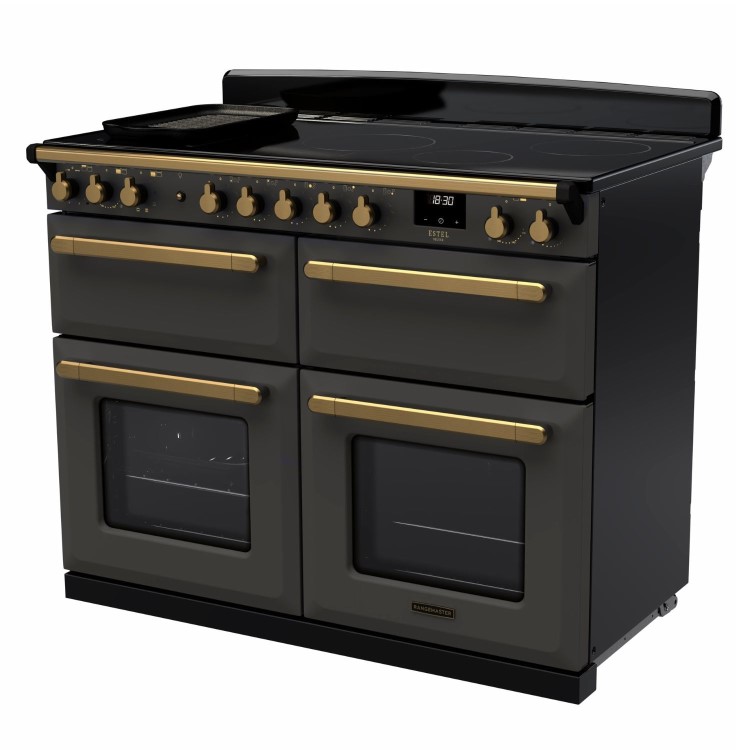 Rangemaster Estel Deluxe 110cm Induction Range Cooker - Slate + Brass