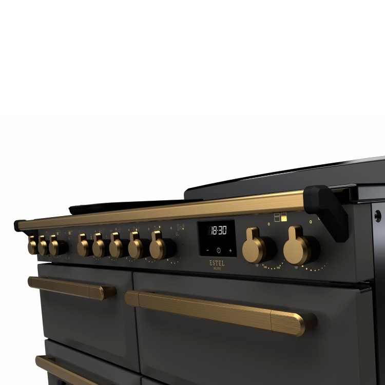 Rangemaster Estel Deluxe 110cm Induction Range Cooker - Slate + Brass