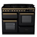 ESDLO110DFPGBL/AB1 Rangemaster Estel Deluxe 110cm Dual Fuel Range Cooker - Gloss Black + Brass