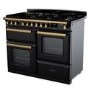 Rangemaster Estel Deluxe 110cm Dual Fuel Range Cooker - Gloss Black + Brass