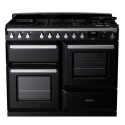 ESDLO110DFPGBL/CM1 Rangemaster Estel Deluxe 110cm Dual Fuel Range Cooker - Gloss Black + Chrome