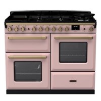 Rangemaster Estel Deluxe 110cm Dual Fuel Range Cooker - Pale Pink + Brass Rangemaster Estel Deluxe 110cm Dual Fuel Range Cooker - Pale Pink + Brass