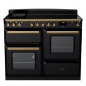 ESDLO110EIPGBL/AB1 Rangemaster Estel Deluxe 110cm Induction Range Cooker - Gloss Black + Brass