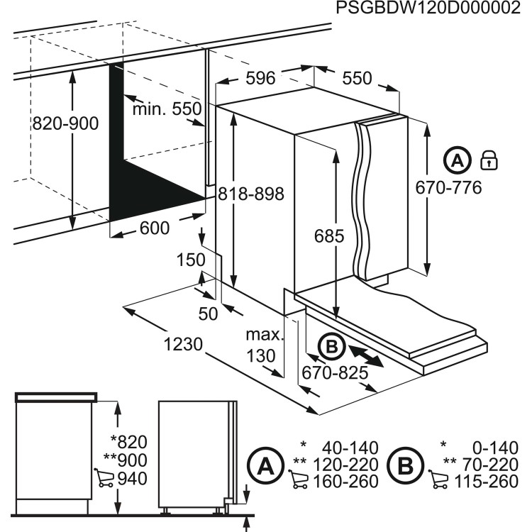 Electrolux ESL7550RO 13 Place Fully Integrated Dishwasher With Orbital Spray Arm