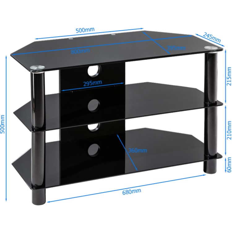 Alphason ESS800/3-BLK Essentials 3 Shelf TV Stand for up to 32" TVs - Black