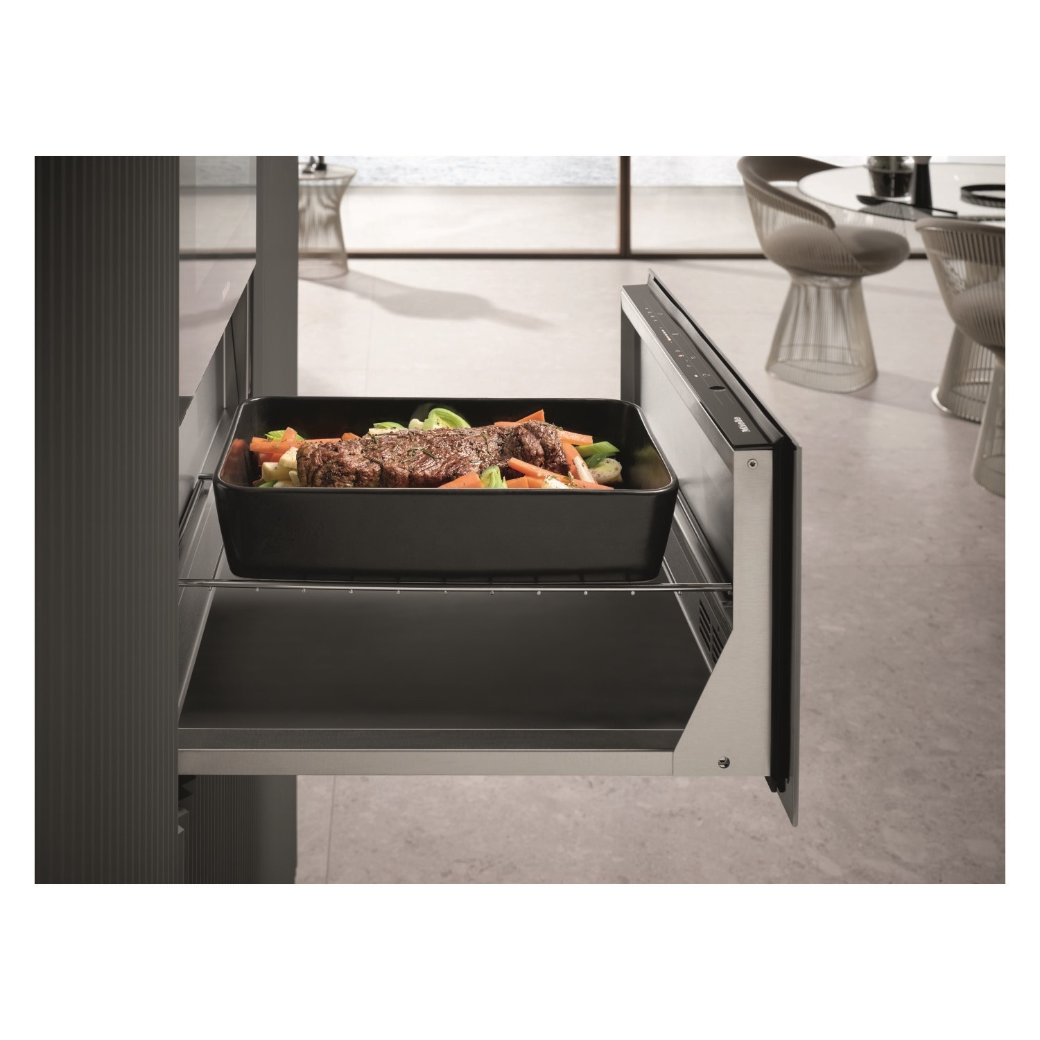Miele ESW7120clst 29cm Height Handleless Warming Drawer CleanSteel