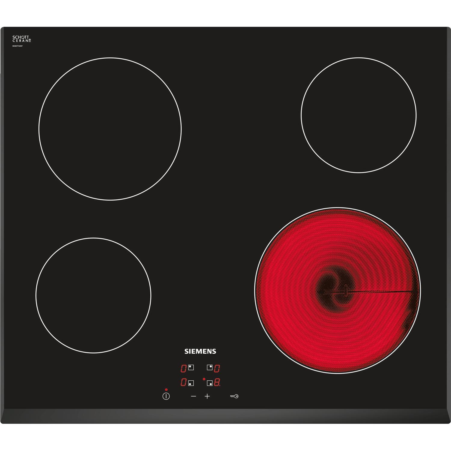 Refurbished Siemens ET651HE17E 60cm 4 Zone Ceramic Hob With 3 Bevelled Edges