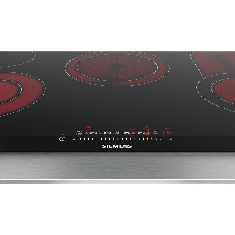 Siemens ET875FCP1D iQ300 Stainless Steel Side Trim Bevelled Front Edge 812 mm Ceramic Hob - Black