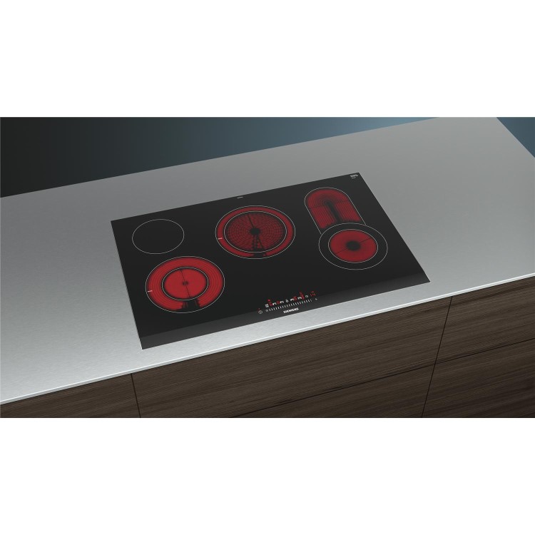 Siemens ET875FCP1D iQ300 Stainless Steel Side Trim Bevelled Front Edge 812 mm Ceramic Hob - Black