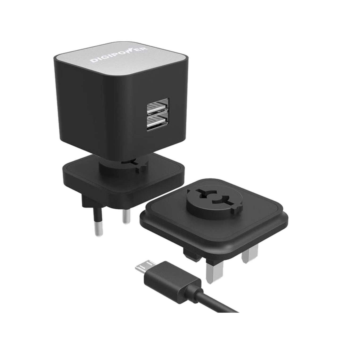 DigiPower Dual Port USB Fast Charger with micro-USB Cable