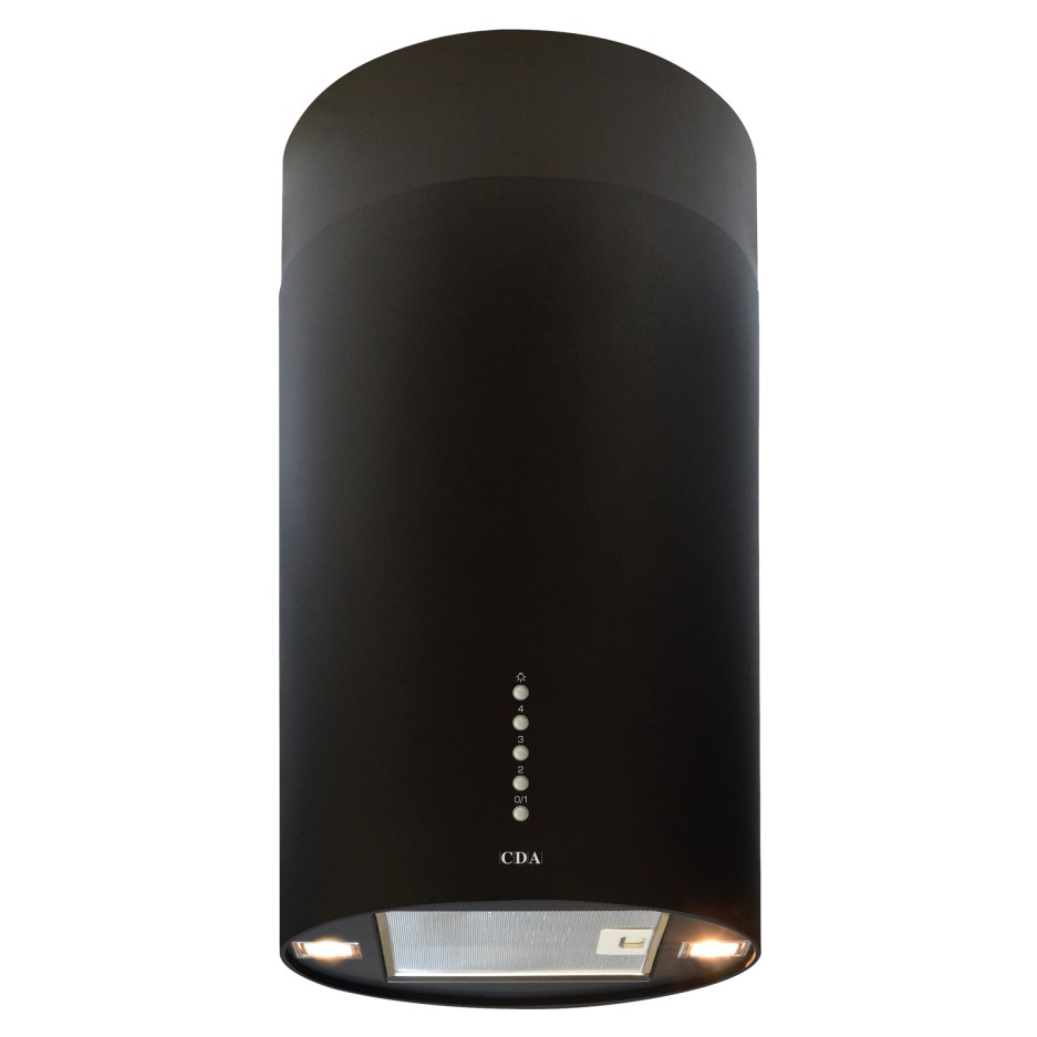 CDA EVCK41BL 40cm Cylinder Island Cooker Hood With Touch Control And