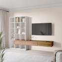 EVE001 White Gloss and Oak Media Wall with Storage - Everett