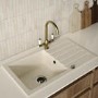 Brass Traditional Monobloc Kitchen Mixer Tap with Dual White Levers - Enza Evelyn