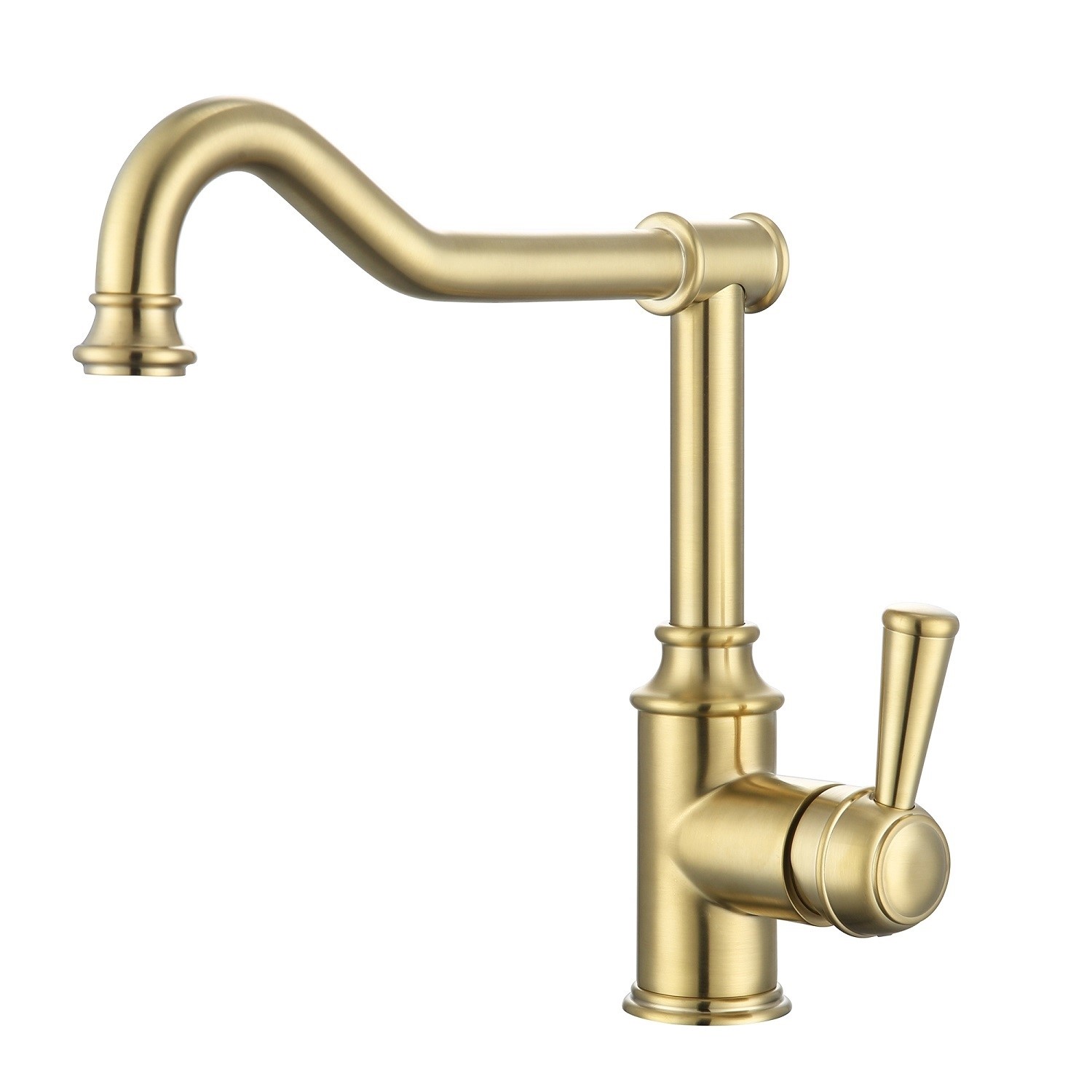 Brushed Brass Single Lever French Traditional Monobloc Kitchen Mixer Tap - Enza Evelyn Brushed Brass Single Lever French Traditional Monobloc Kitchen Mixer Tap - Enza Evelyn