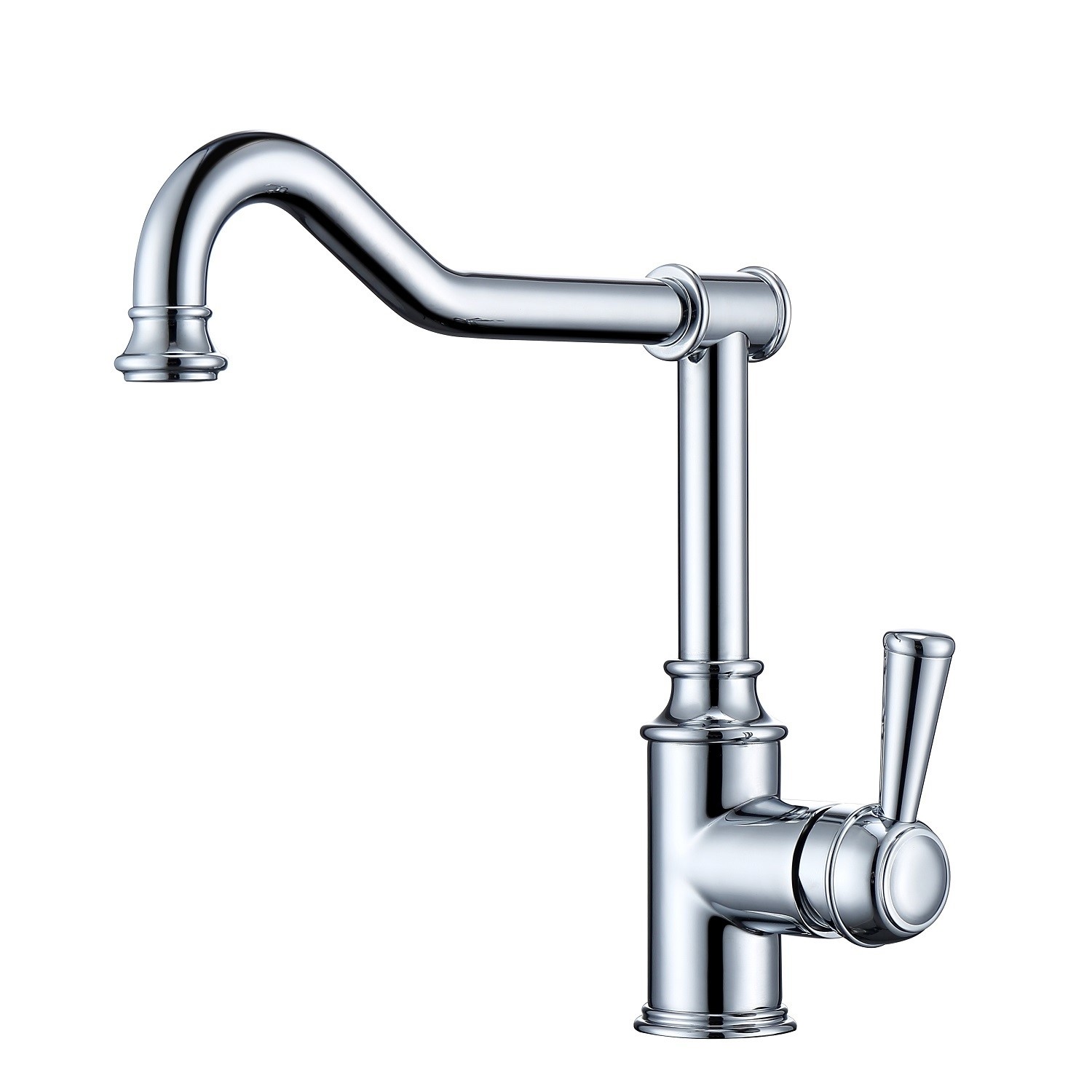 Chrome Single Lever French Traditional Monobloc Kitchen Mixer Tap - Enza Evelyn