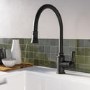 ONLY OPENED - Traditional Single Lever Pull Out Matt Black Monobloc Kitchen Sink Mixer Tap - Evelyn