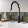 Traditional Single Lever Pull Out Matt Black Monobloc Kitchen Sink Mixer Tap - Evelyn