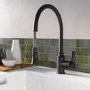 ONLY OPENED - Traditional Single Lever Pull Out Matt Black Monobloc Kitchen Sink Mixer Tap - Evelyn