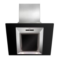 GRADE A1 - CDA EVG6BL Designer Angled 60cm Chimney Cooker Hood Black With Black Glass