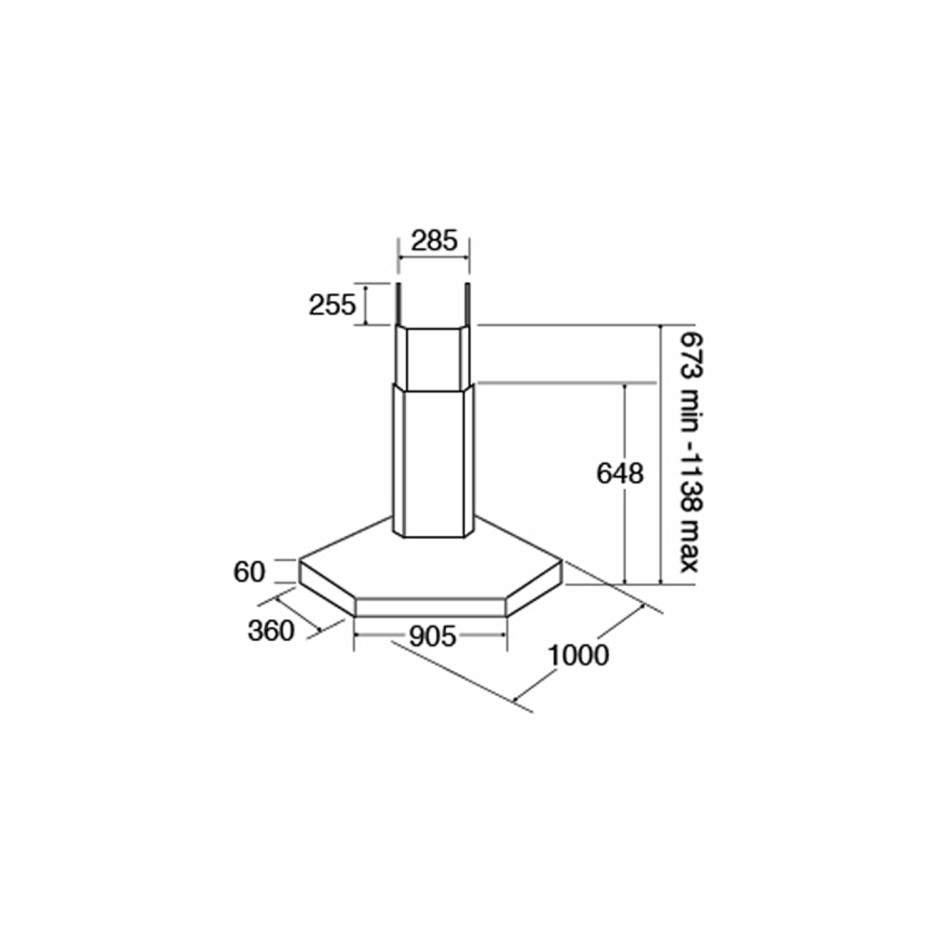CDA EVPC9SS Corner 100cm Chimney Cooker Hood Stainless Steel To